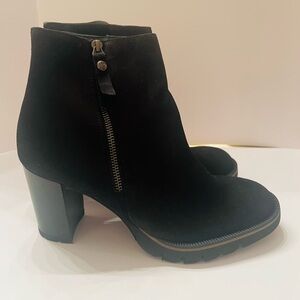 Paul Green Sloane Lug Block Heel Boots‎ US10 /UK 7.5 Black Suede Ankle Bootie